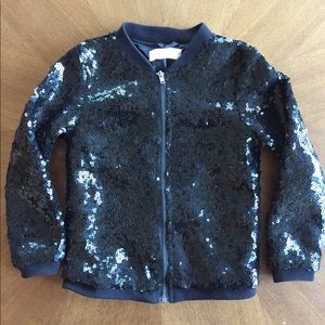 Black Sequin Jacket - H&M Girls 4-5y